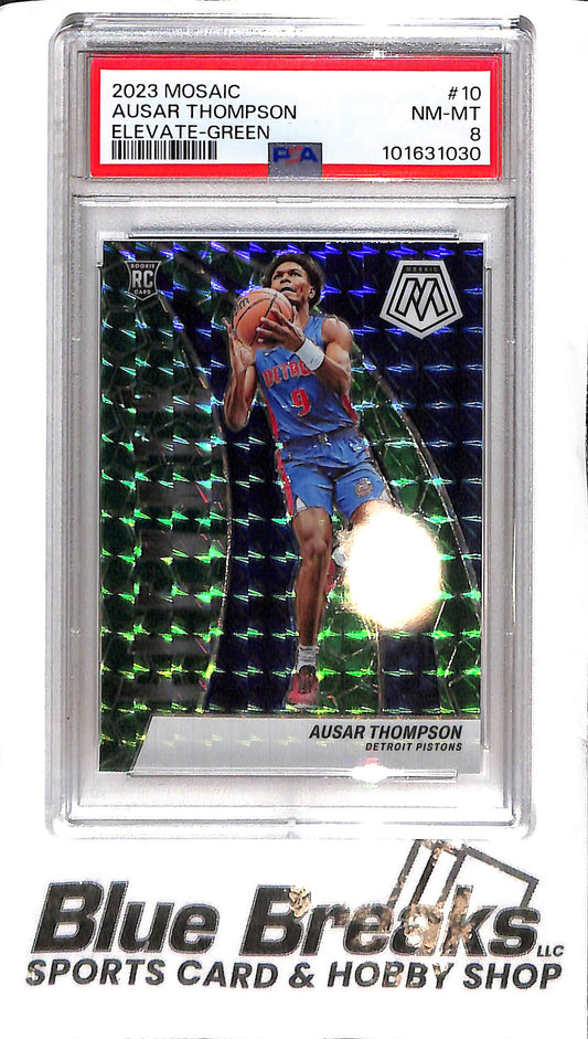 2023 Panini Mosaic - Ausar Thompson #10 - Elevate Green Mosaic - PSA 8 - RC - Basketball - Pistons
