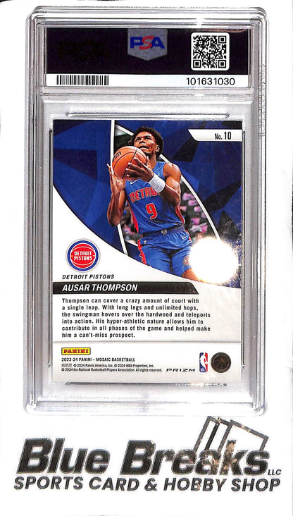 2023 Panini Mosaic - Ausar Thompson #10 - Elevate Green Mosaic - PSA 8 - RC - Basketball - Pistons