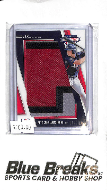 2019 Panini USA Baseball Stars & Stripes - Pete Crow-Armstrong Relic - J-PA - 1/10 Baseball - 18U National Team