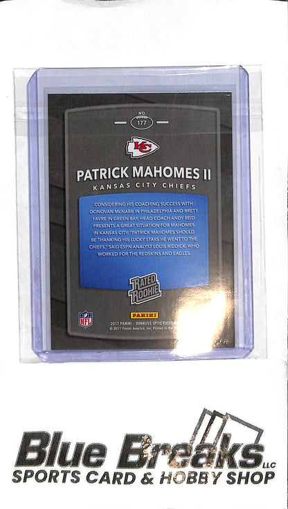 2017 Panini Donruss Optic - Patrick Mahomes II - 177 - Blue Foil RC - Football - Chiefs
