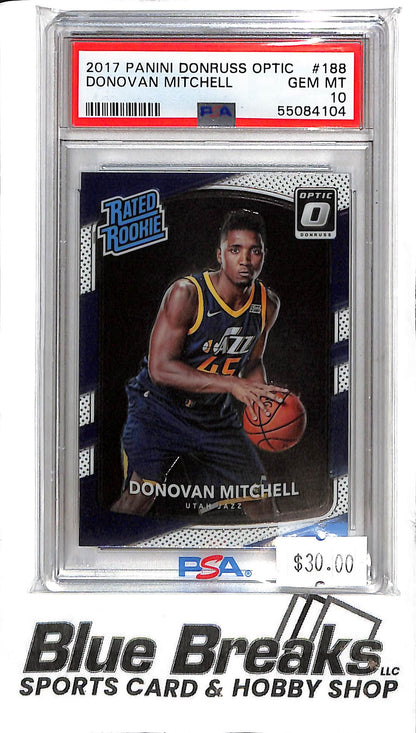 2017 Panini Donruss Optic - Donovan Mitchell - PSA Gem Mt 10 - 188 - RC - Basketball - Jazz
