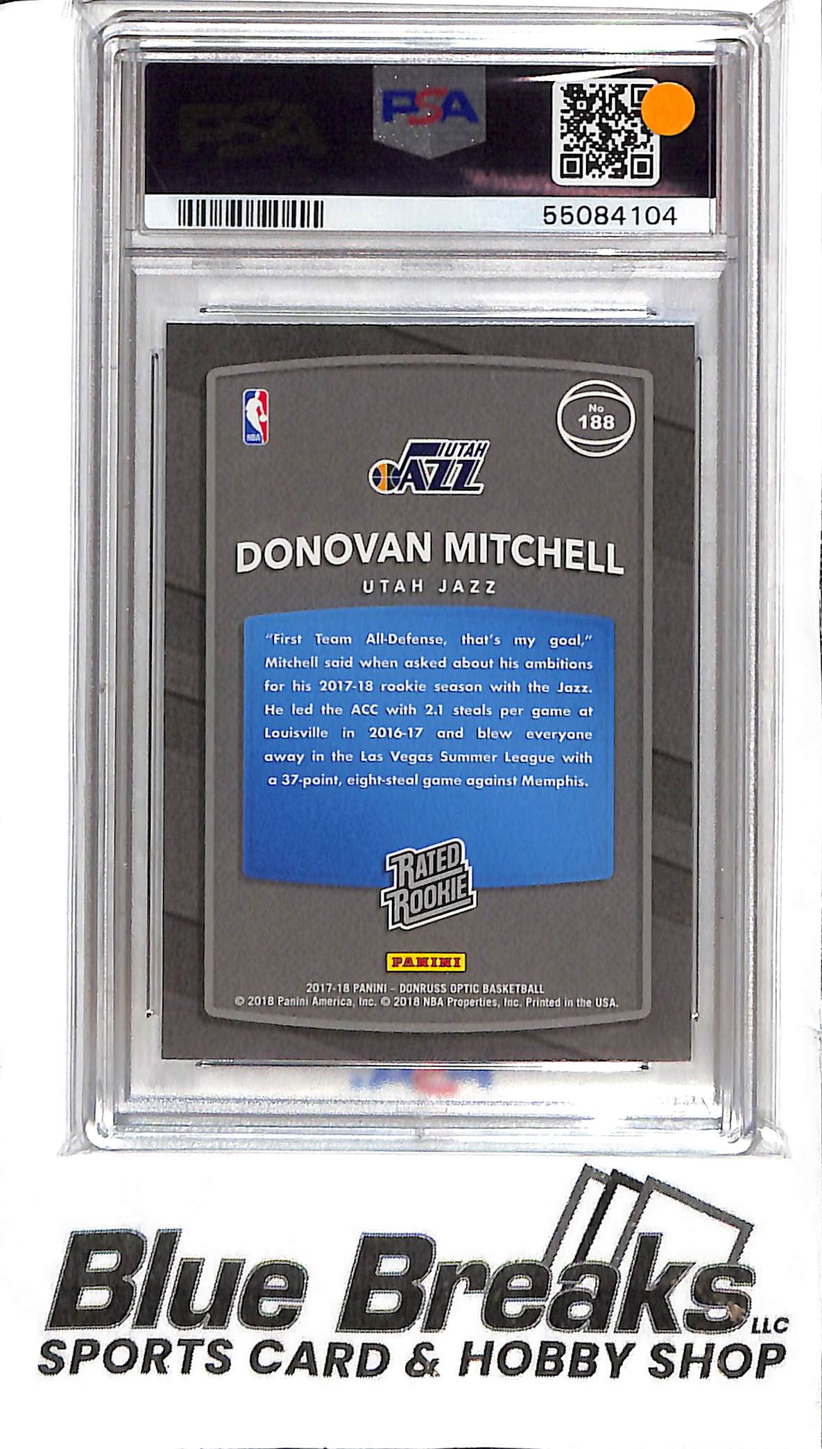 2017 Panini Donruss Optic - Donovan Mitchell - PSA Gem Mt 10 - 188 - RC - Basketball - Jazz