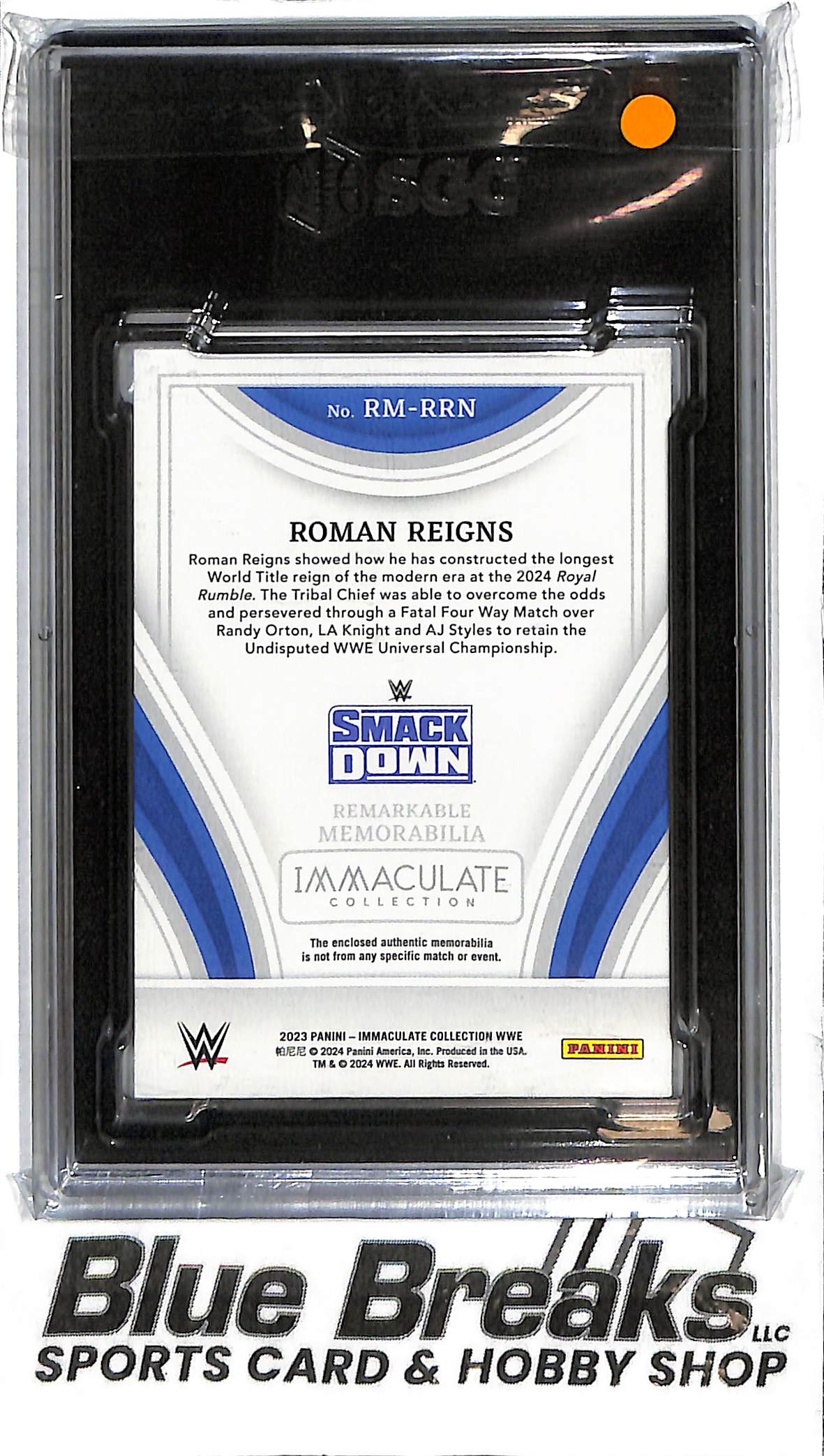 2023 Panini Immaculate - Roman Reigns Relic - SGC 9 Mt - RM-RRN - 5/35 - Fighting -WWE