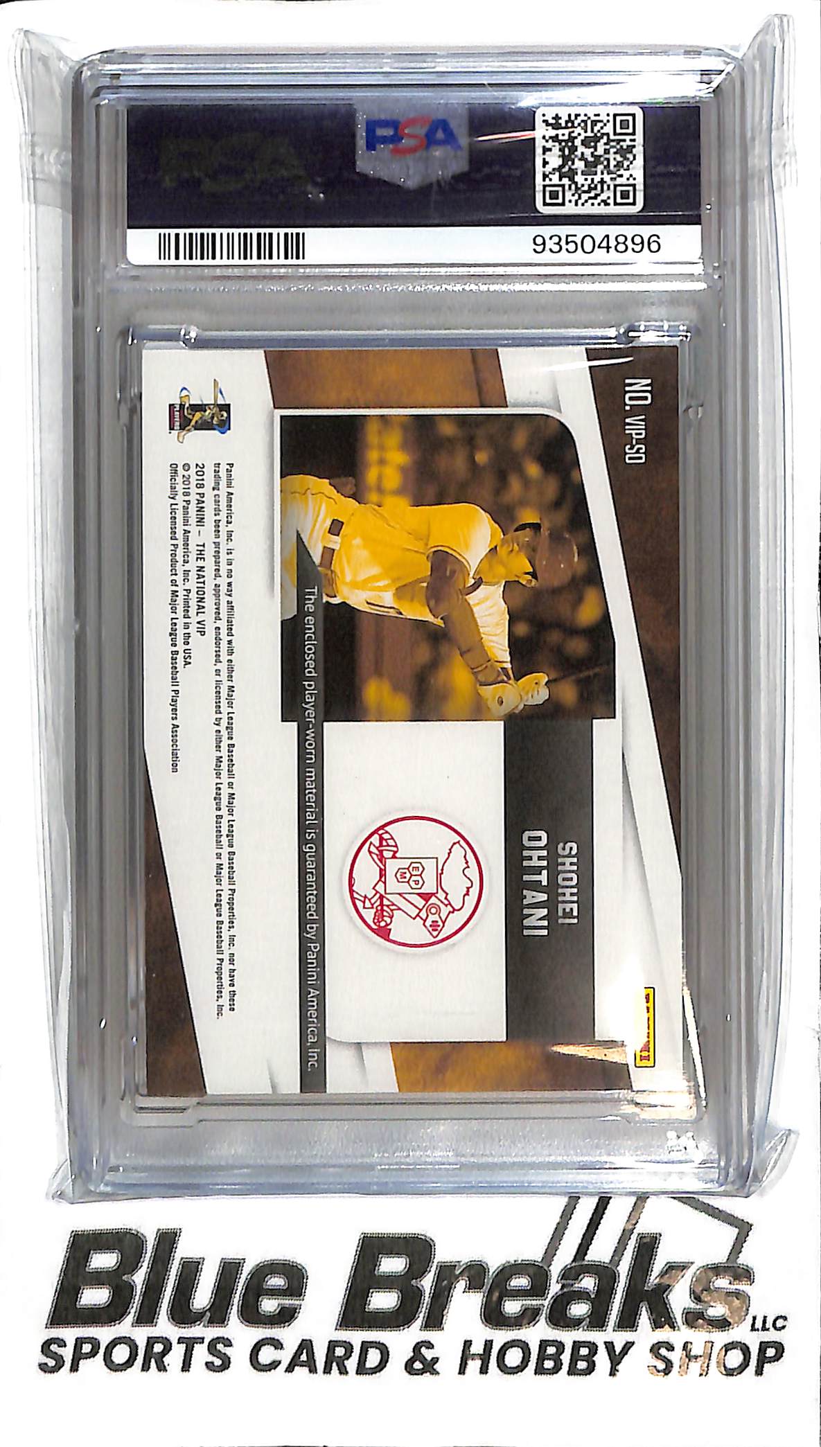 2018 Panini National VIP - Shohei Ohtani Jumbo Relic - PSA 4 - VIP-SO - Prizm 10/10 - Baseball - Angels