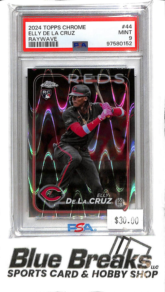2024 Topps Chrome - Elly De La Cruz - PSA Mint 9 - Raywave #44 - RC - Baseball - Reds