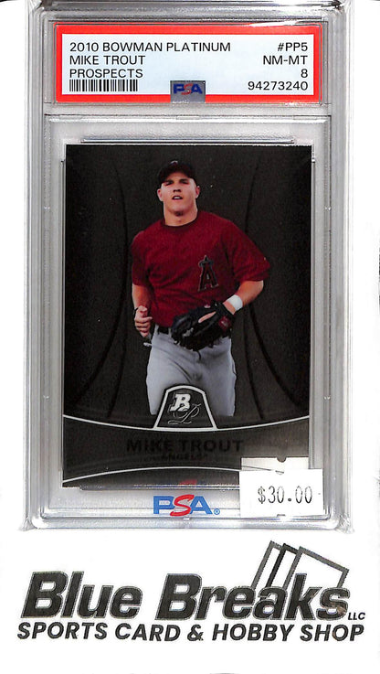 2010 Bowman Platinum - Mike Trout - PSA NM-MT 8 - Silver Foil PP5 - Baseball - Angels