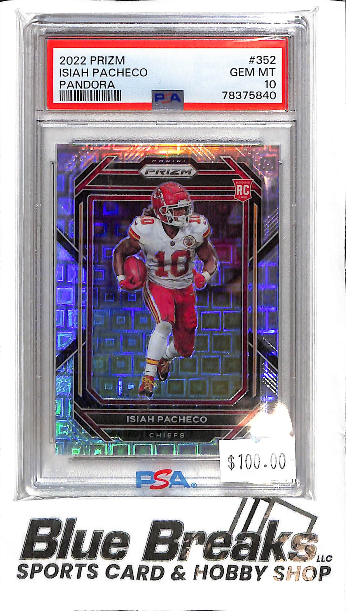 2022 Panini Prizm - Isiah Pacheco - PSA Gem Mt 10 - 352 - Pandora 225/400 - RC - Football - Chiefs