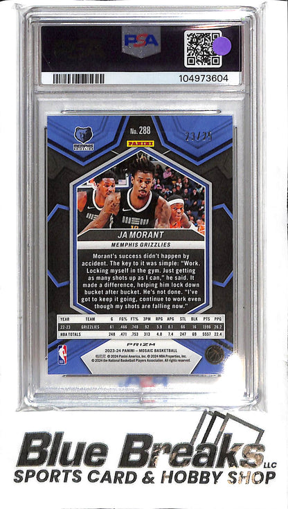 2023 Panini Mosaic - Ja Morant - PSA Mint 9 - 288 - White 23/25 - Basketball - Grizzlies