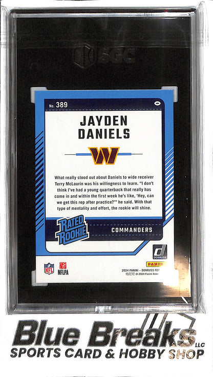 2024 Panini Donruss - Jayden Daniels - SGC Gem Mint 10 - 389 - Blue Press Proof - RC - Football - Commanders