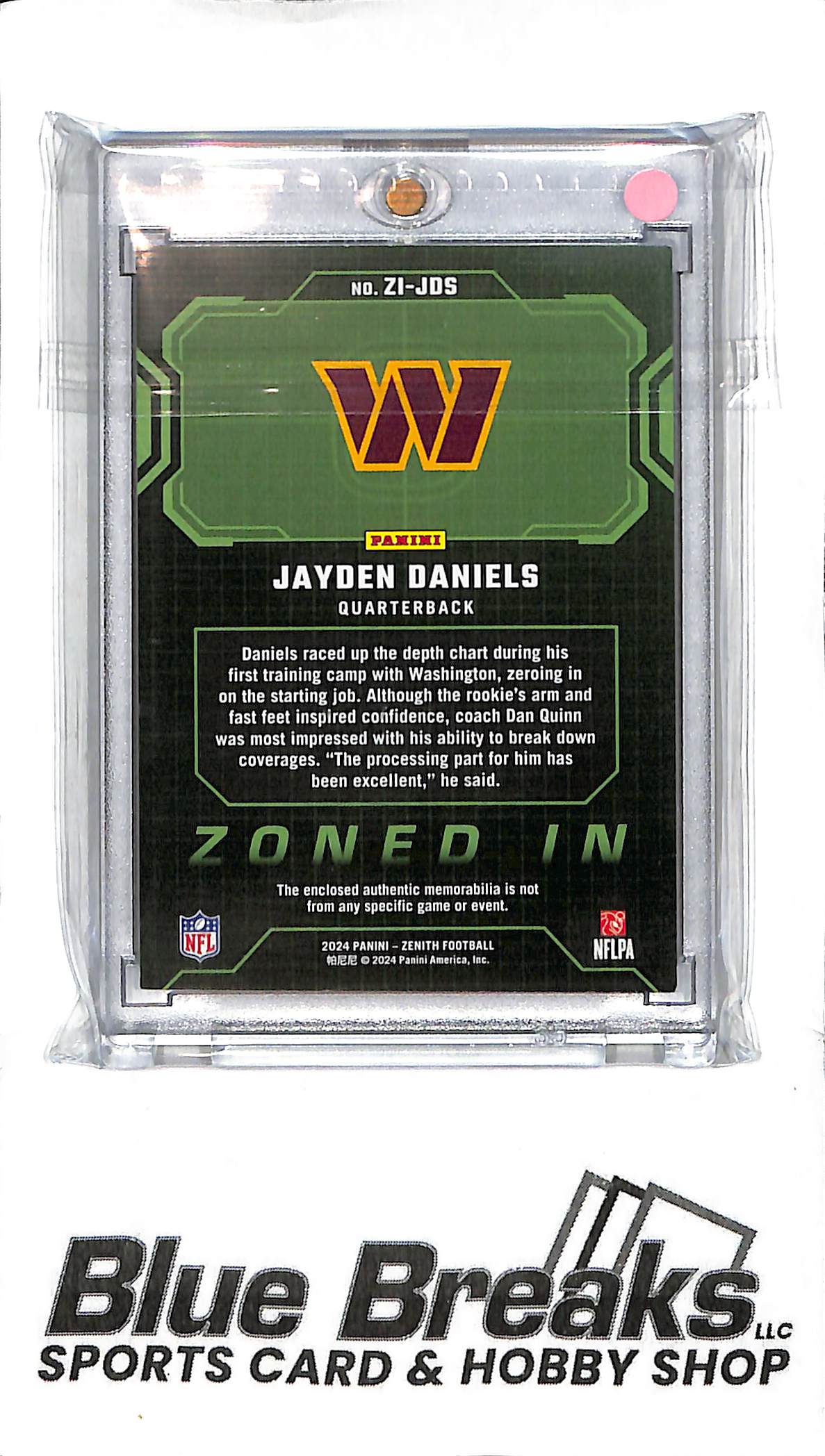 2024 Panini Zenith - Jayden Daniels Relic - Green ZI-JDS - RC - Football - Commanders