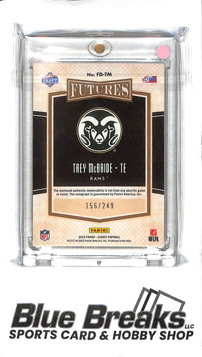2022 Panini Legacy - Trey McBride Auto Relic - FD-TM - Holo 156/249 - RC - Football - Colorado St Rams - Cardinals