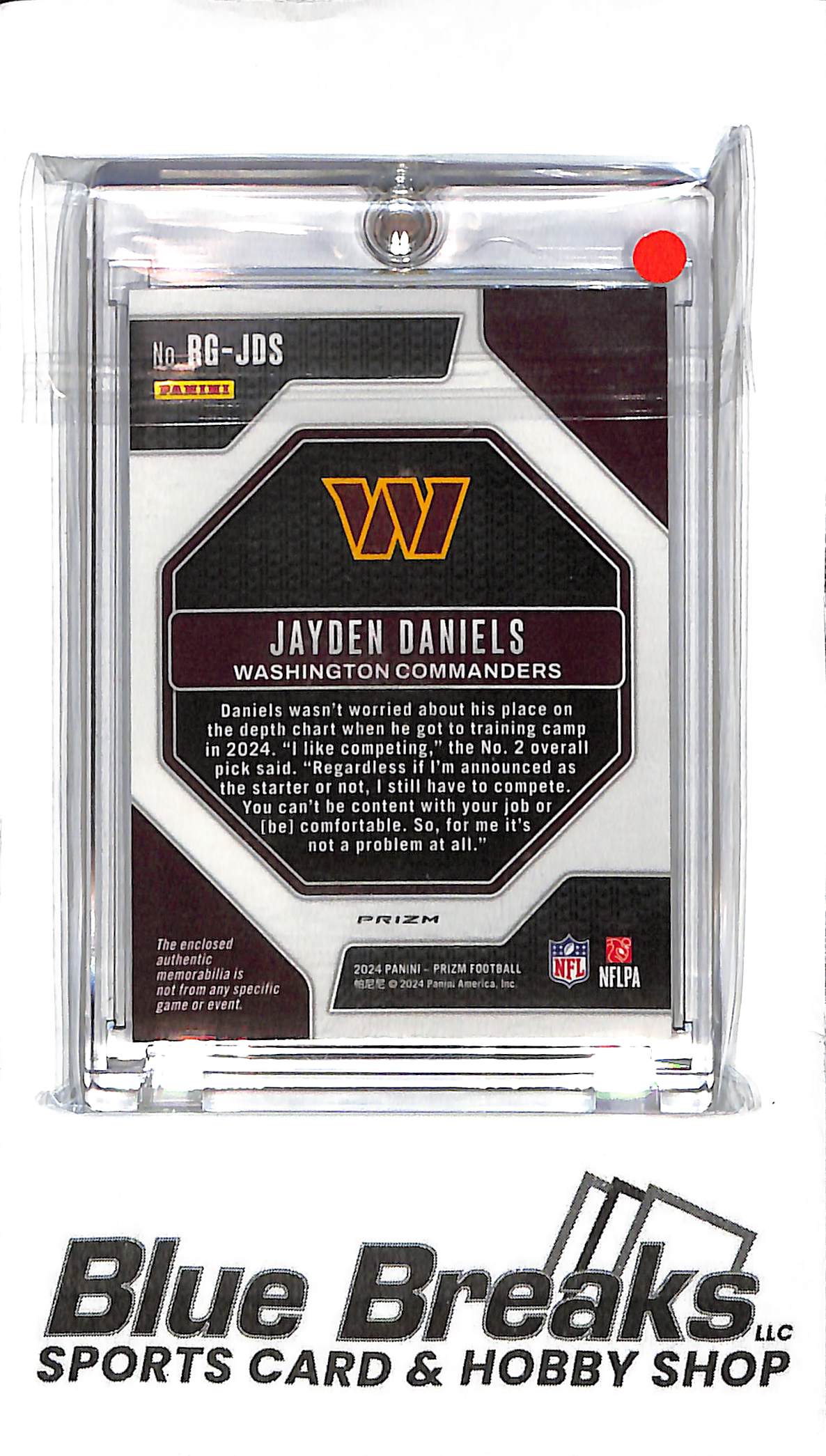 2024 Panini Prizm - Jayden Daniels Relic - Silver Holo RG-JDS - RC - Football - Commanders