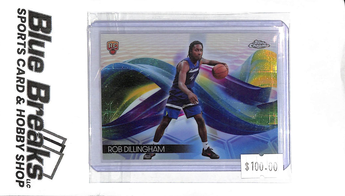 2025 Topps Chrome - Rob Dillingham - Holo H-20 - RC - Basketball - Timberwolves