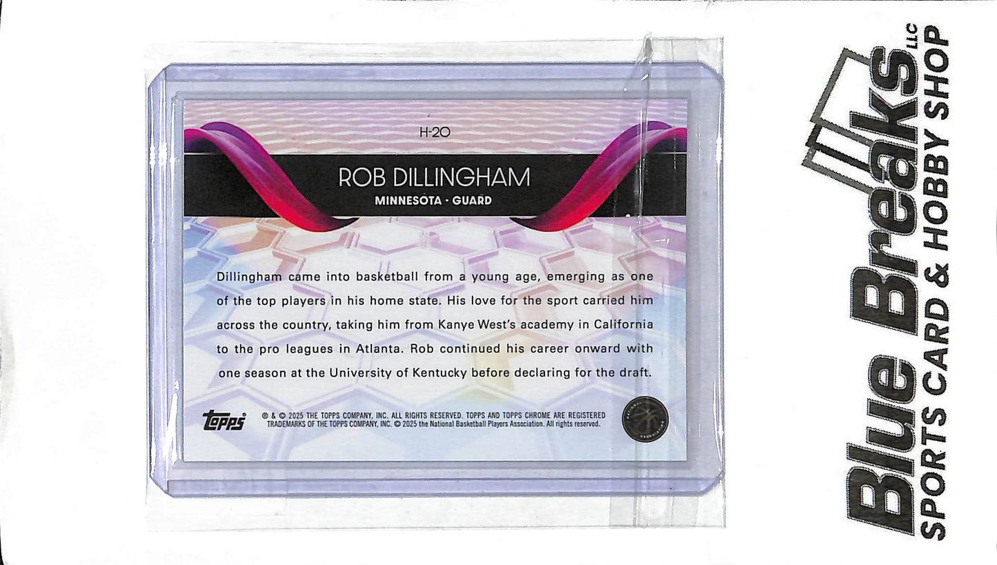 2025 Topps Chrome - Rob Dillingham - Holo H-20 - RC - Basketball - Timberwolves