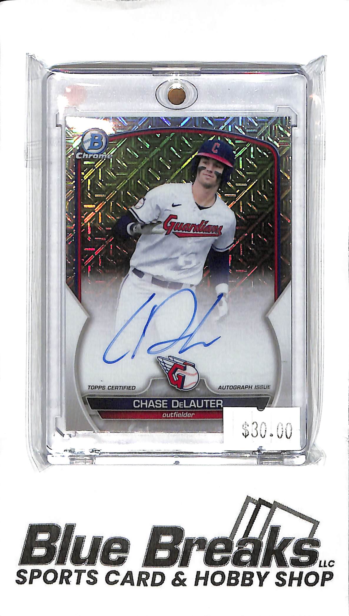 2023 Bowman Chrome - Chase DeLauter Auto - Tire Tread Holo BMA-CD - Baseball - Guardians