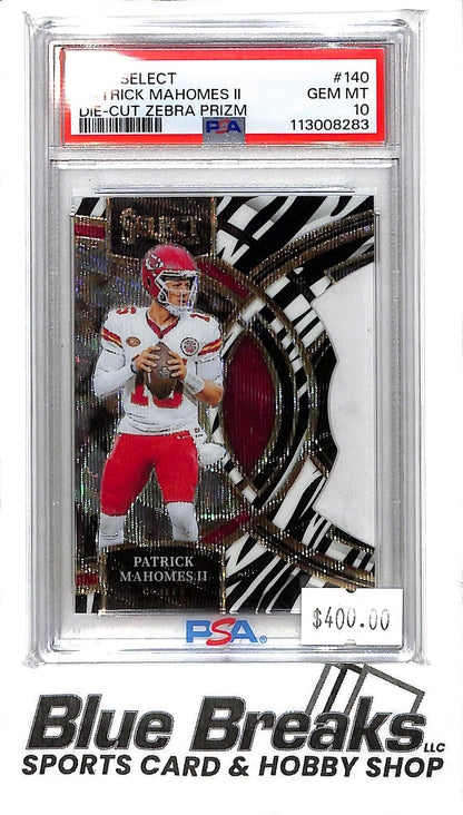 2023 Panini Select - Patrick Mahomes II - PSA Gem MT 10 - Die Cut Zebra Prizm #140 - Football - Chiefs
