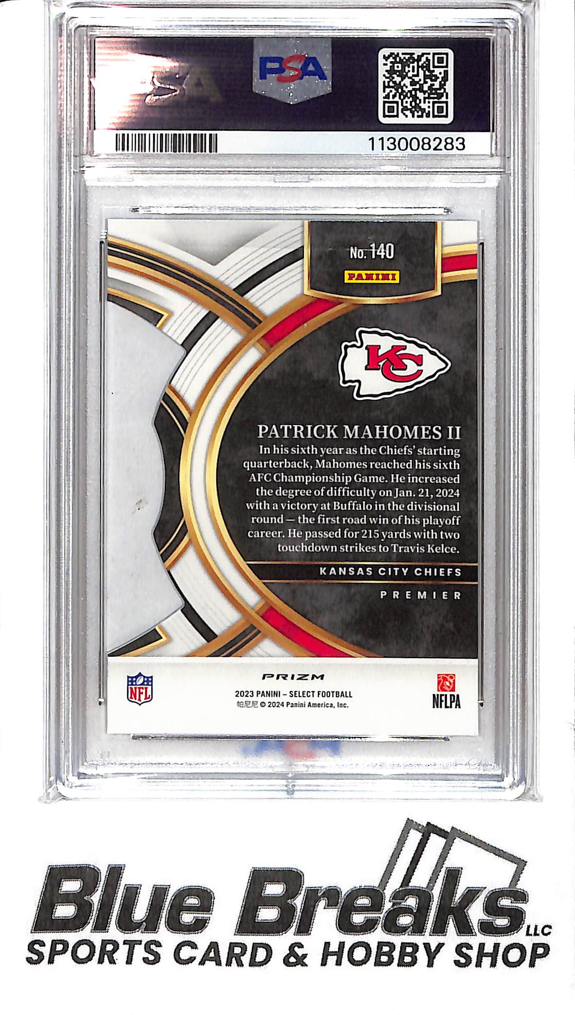 2023 Panini Select - Patrick Mahomes II - PSA Gem MT 10 - Die Cut Zebra Prizm #140 - Football - Chiefs