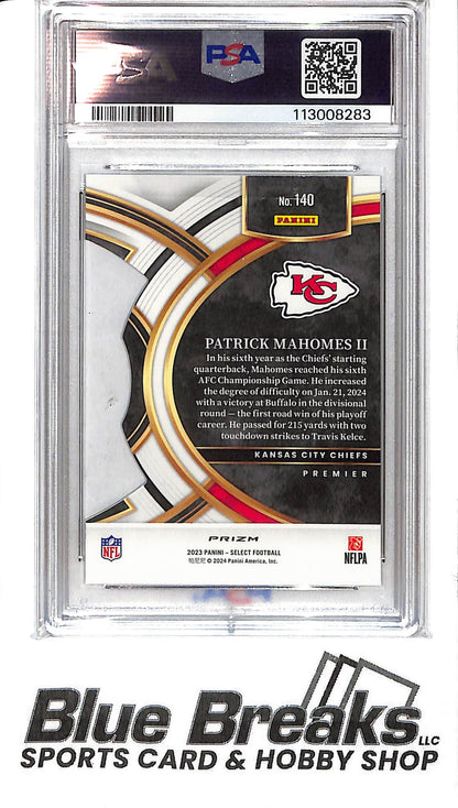 2023 Panini Select - Patrick Mahomes II - PSA Gem MT 10 - Die Cut Zebra Prizm #140 - Football - Chiefs
