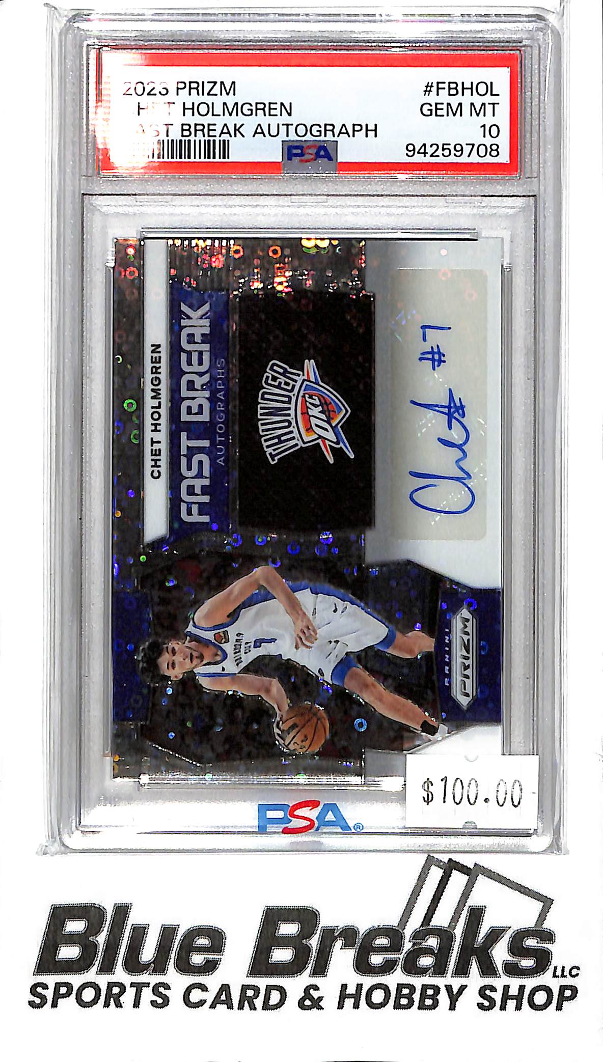 2023 Panini Prizm - Chet Holmgren Auto - PSA GM 10 - Bubble Holo FB-HOL - Basketball - Thunder