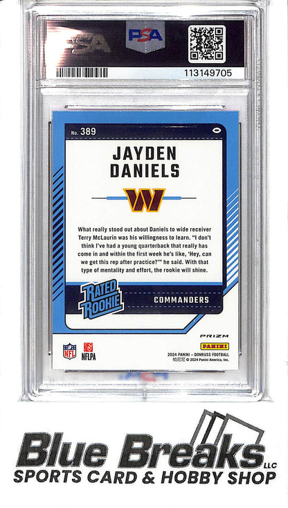 2024 Donruss - Jayden Daniels - Optic Preview Pink - Washington Commanders - # 389 - PSA 10 - Rated Rookie