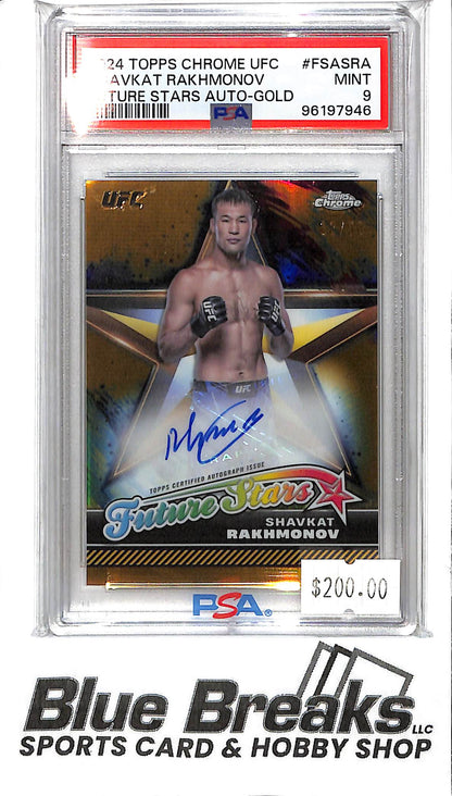 2024 Topps Chrome UFC - Shavkat Rakhmonov - Future Stars - Auto - Gold - # FSASRA - 10/50 - PSA 9