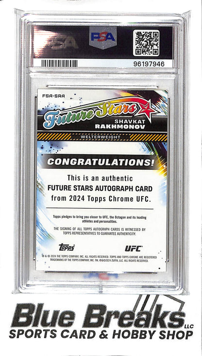 2024 Topps Chrome UFC - Shavkat Rakhmonov - Future Stars - Auto - Gold - # FSASRA - 10/50 - PSA 9