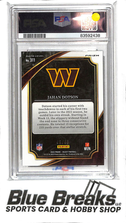 2022 Select - Jahan Dotson - Red Prizm - # 311 - Washington Commanders - PSA 10