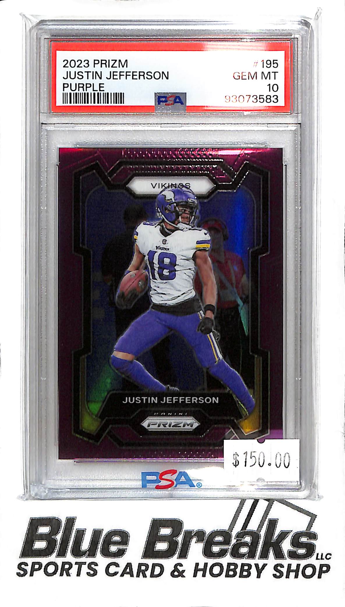 2023 Prizm - Justin Jefferson - Purple - # 195 - Purple - Minnesota Vikings - PSA 10