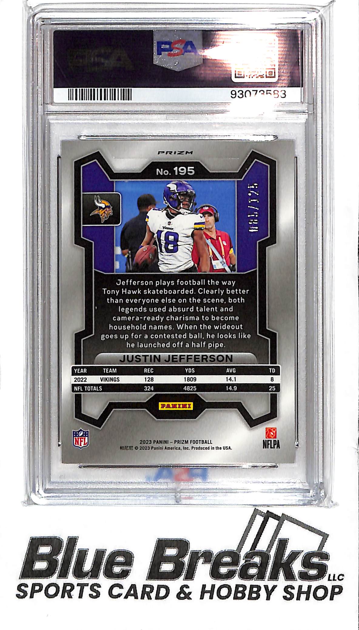 2023 Prizm - Justin Jefferson - Purple - # 195 - Purple - Minnesota Vikings - PSA 10