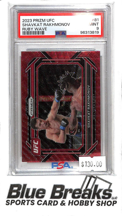 2023 Prizm UFC - Shavkat Rakhmonov - Ruby Wave - # 81 - PSA 9