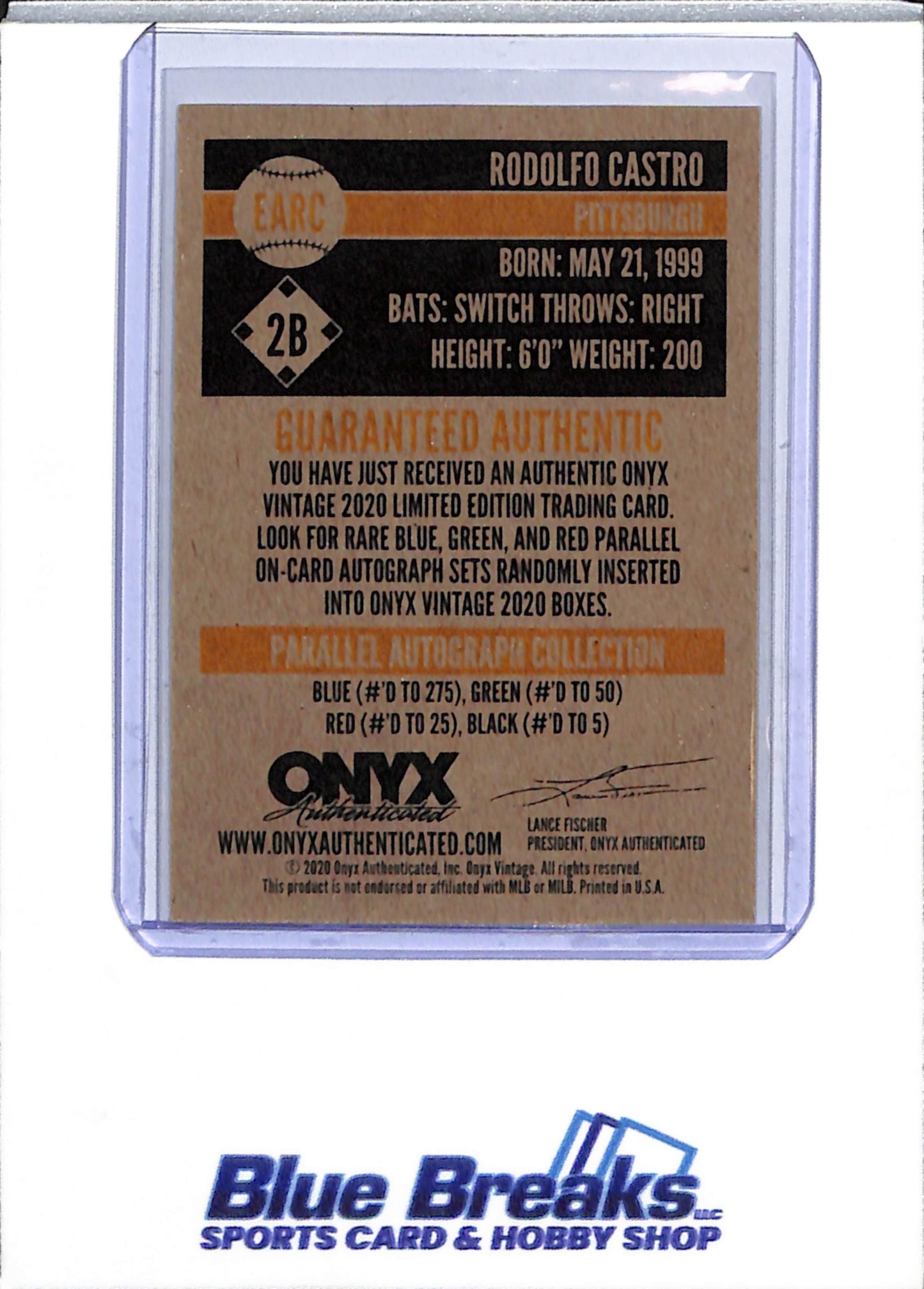 2020 Onyx Authenticated - Rodolfo Castro auto /50 #EARC Pirates