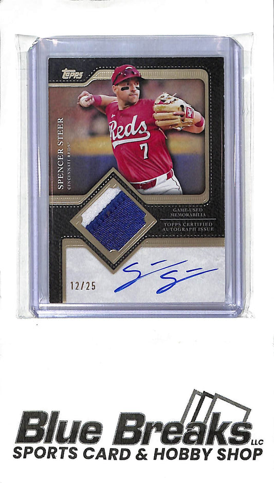2025 Topps Flagship - Spencer Steer - autograph patch - 12/25 - #TFAP-STE - baseball - Reds
