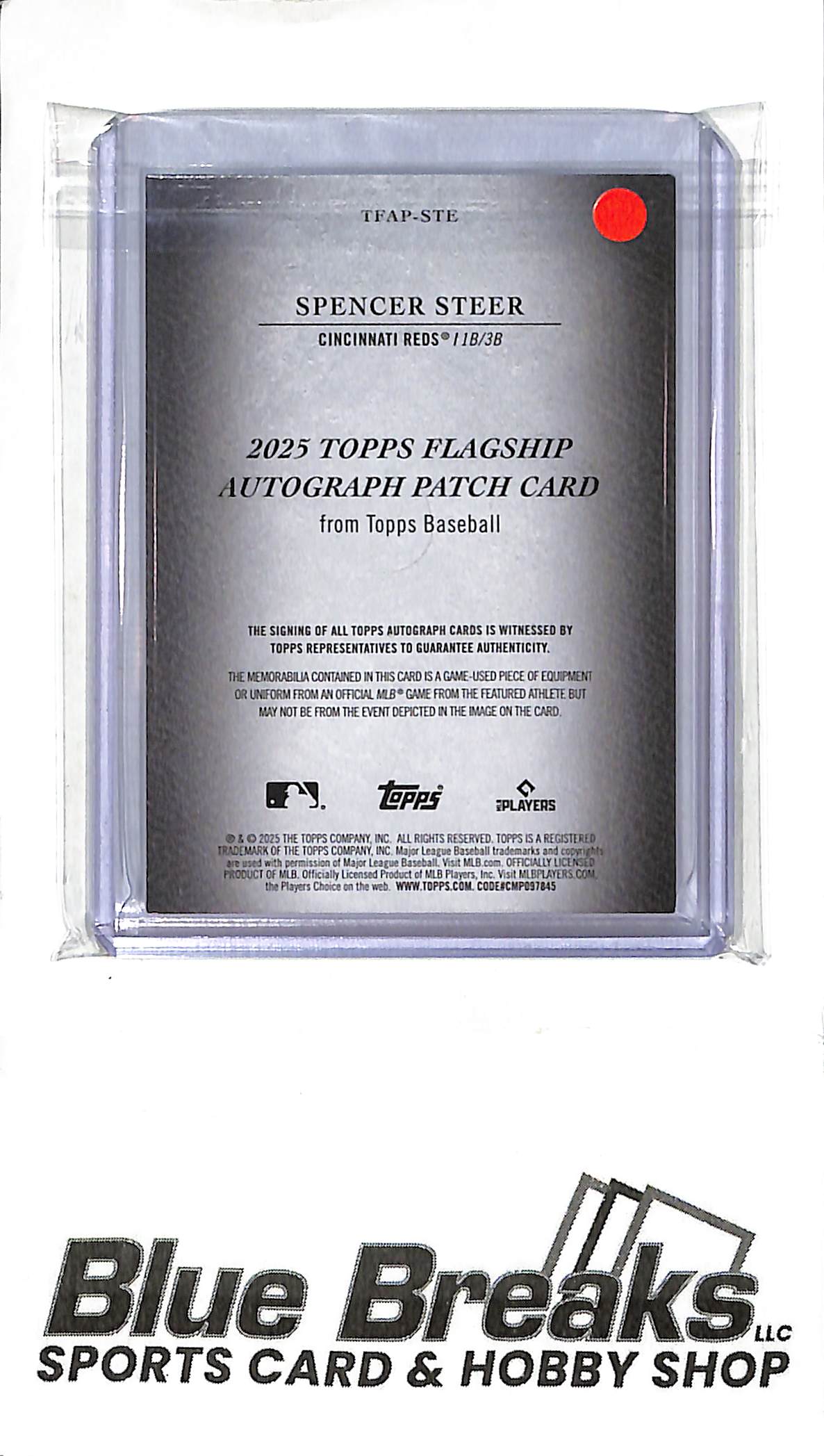 2025 Topps Flagship - Spencer Steer - autograph patch - 12/25 - #TFAP-STE - baseball - Reds