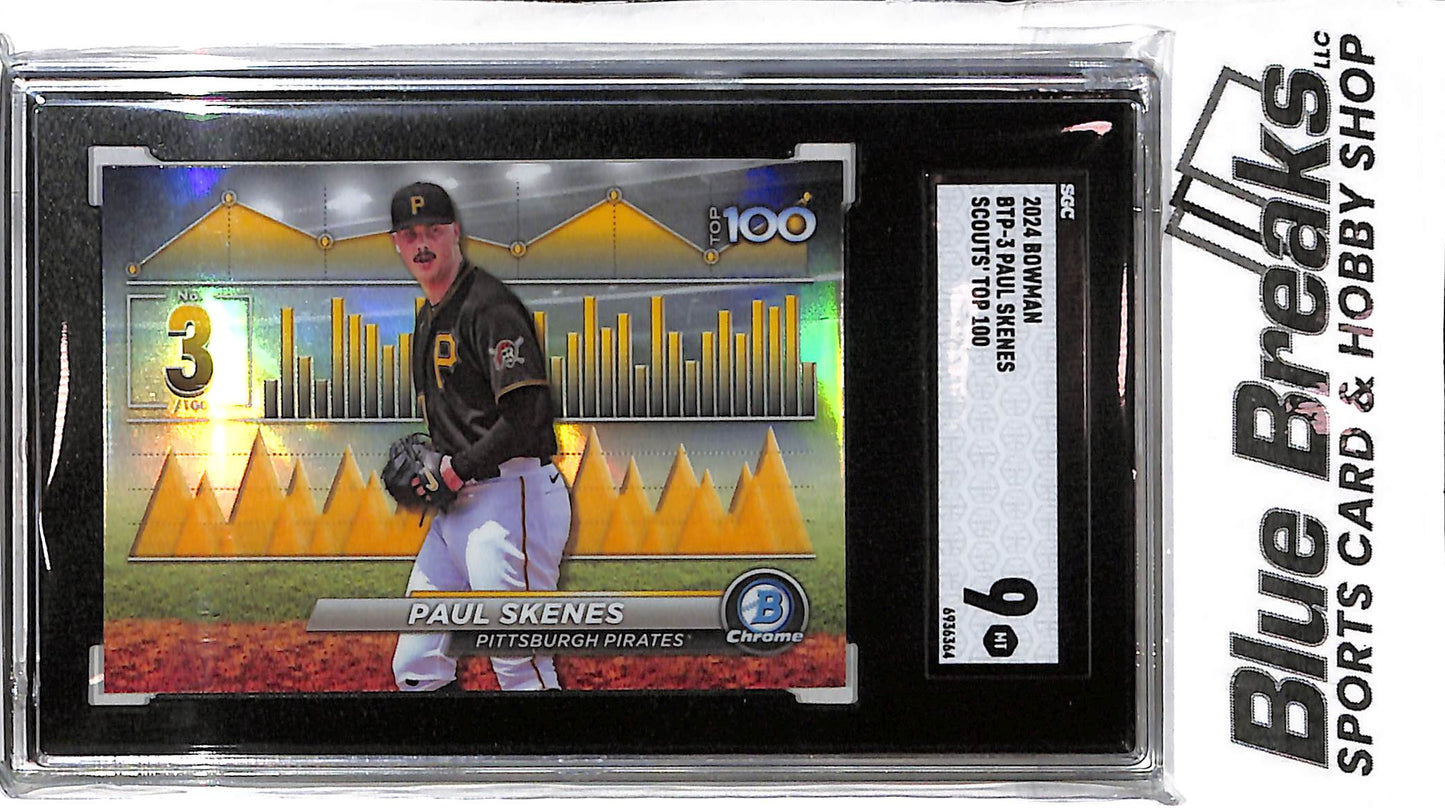 2024 Bowman Chrome - Scouts' Top 100 - No. 3 - Paul Skenes - #BTP-3 - SGC 9 - baseball - Pirates