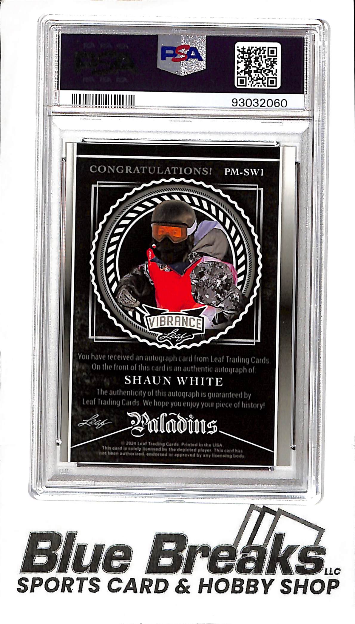 2024 Leaf Vibrance - Midnight - Paladins - Super Prismatic Gold - Shaun White - auto - 1/1 - #PM-SW1 - PSA 9 - Snowboarding