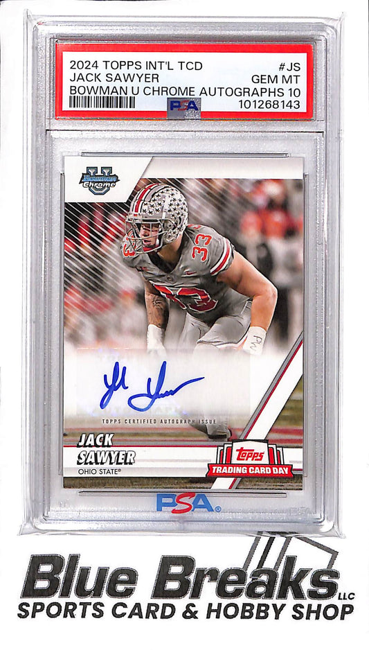 2024 Topps International Trading Card Day - Bowman University Chrome - Jack Sawyer - auto - 06/35 - NTCD-JS - Buckeyes - Steelers