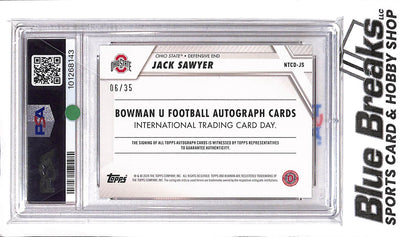 2024 Topps International Trading Card Day - Bowman University Chrome - Jack Sawyer - auto - 06/35 - NTCD-JS - Buckeyes - Steelers