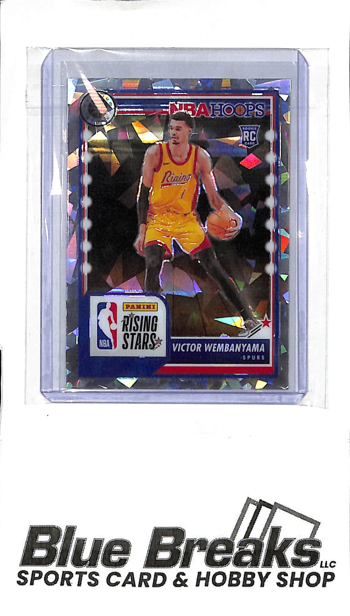 2023-24 Panini Premium Stock - NBA Hoops - Cracked Ice - Rising Stars - Victor Wembanyama - RC - #282 - basketball - Spurs