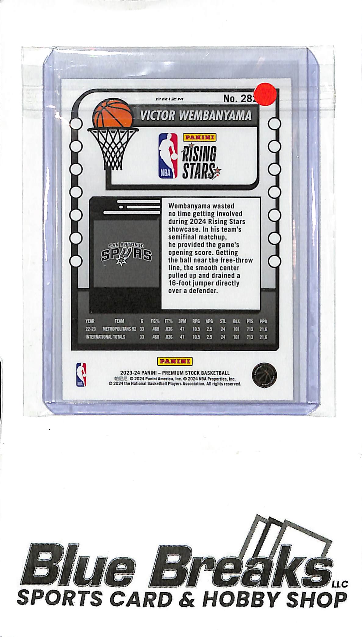 2023-24 Panini Premium Stock - NBA Hoops - Cracked Ice - Rising Stars - Victor Wembanyama - RC - #282 - basketball - Spurs