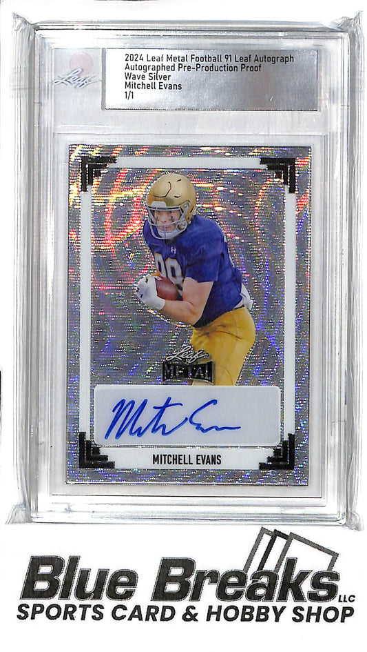 2024 Leaf Metal - 91 Leaf - Pre-Production Proof - Wave Silver - Mitchell Evans - auto - 1/1 - football - Panthers