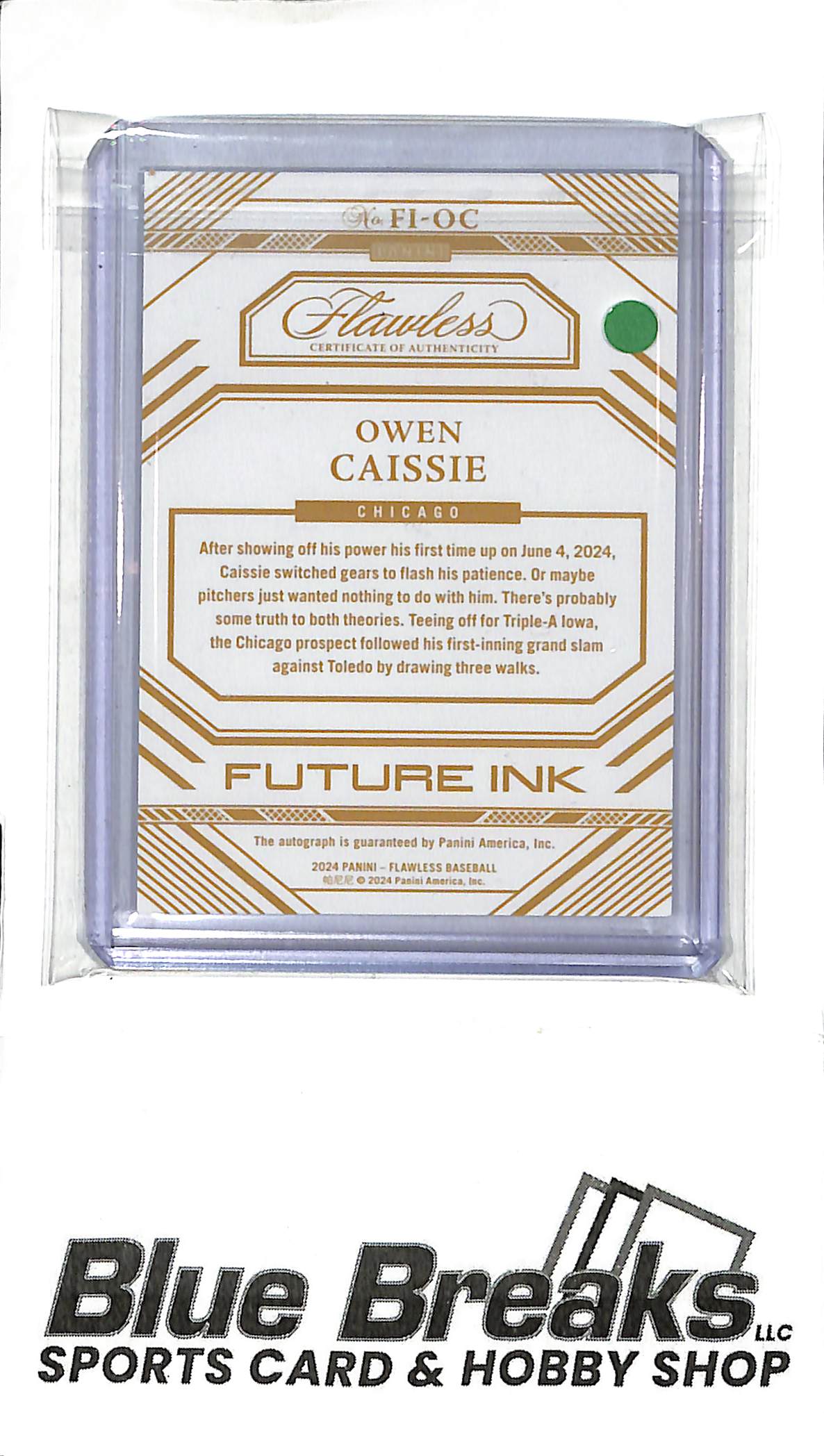 2024 Flawless - Owen Caissie Auto FI-OC - 03/10 - Baseball - Cubs