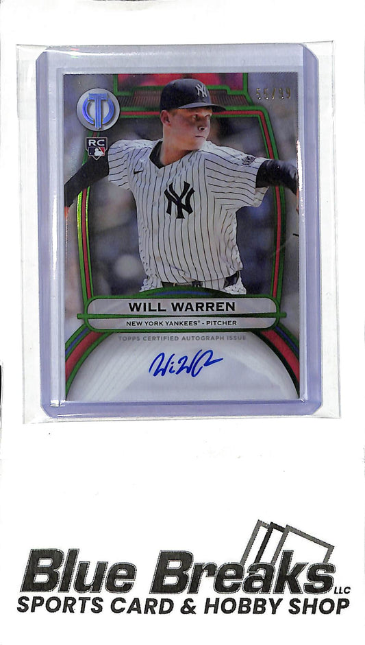 2025 Topps Tribute - green - Will Warren - auto - 55/99 - RC - #TA-WWA - baseball - Yankees