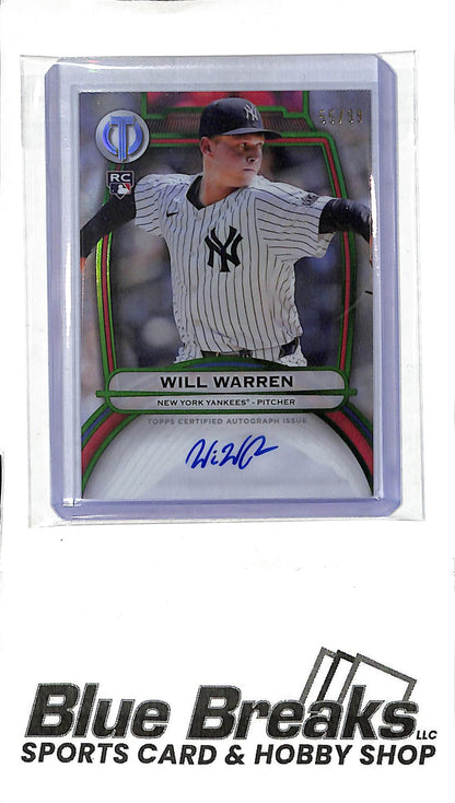 2025 Topps Tribute - Will Warren Auto RC - Green 55/99 TA-WWA - Baseball - Yankees