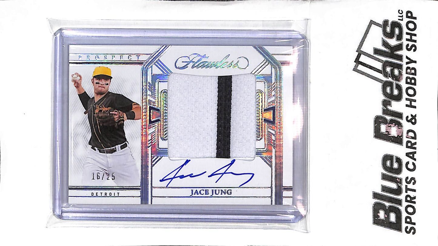2024 Panini Flawless - Prospect - Jace Jung - relic - auto - 16/25 - #PPA-JJ - baseball - Tigers