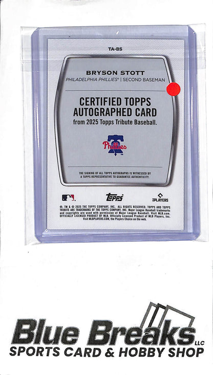 2025 Topps Tribute - Bryson Stott Auto TA-BS - Purple 03/50 - Baseball - Phillies