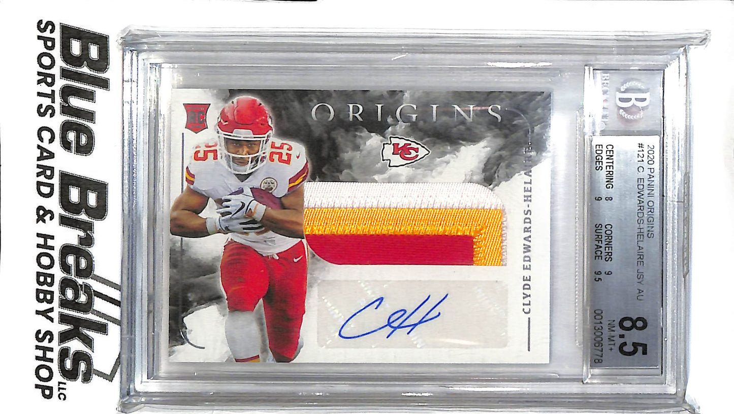 2020 Origins - Clyde Edwards-Helaire RC Patch Auto - #121 - BGS8.5 - Football - Chiefs