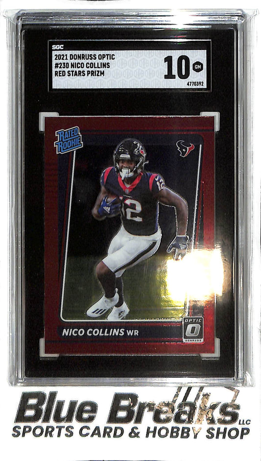 2021 Donruss Optic - Nico Collins #230 - Red Stars - SGC 10 - RC - Football - Texans