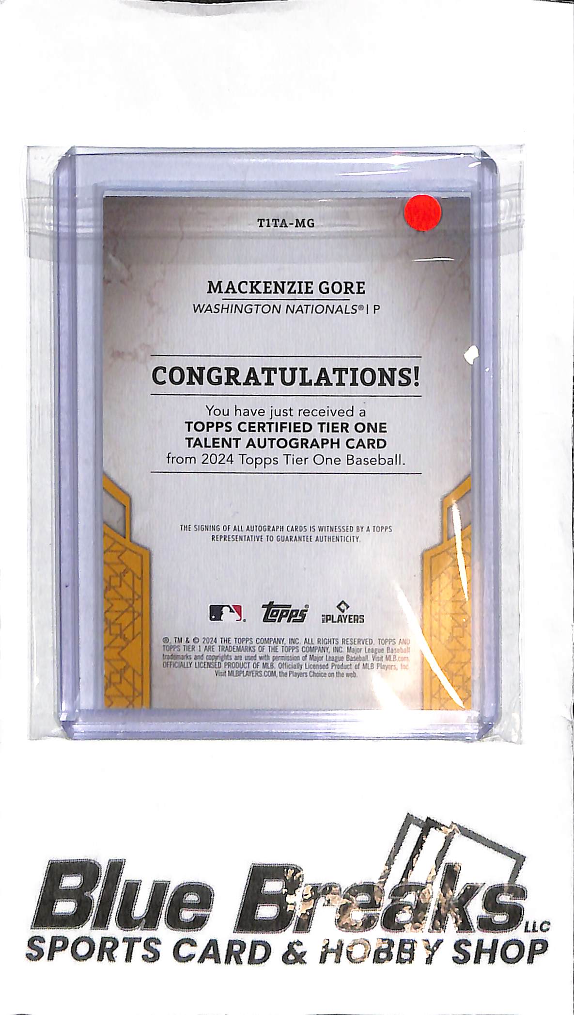 2024 Tier One - Mackenzie Gore Auto - 06/75 T1TA-MG - Baseball - Nationals