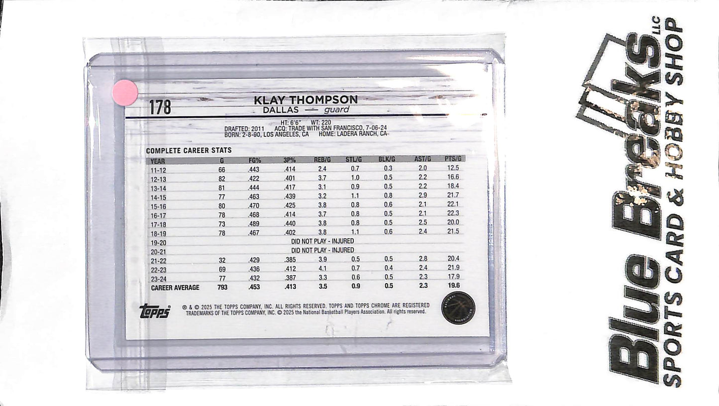 2025 Topps Chrome - Klay Thompson #178 - Purple 063/275 - Basketball - Mavericks