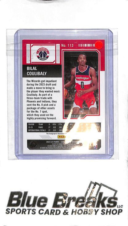 2023-24 Contenders - Bilal Coulibaly Auto - #113 - Basketball - RC - Wizards